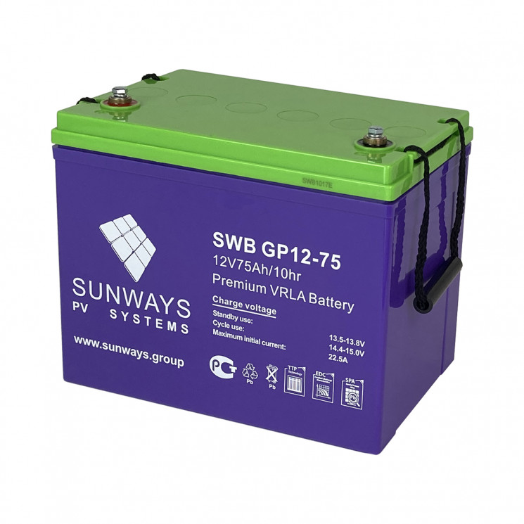 Аккумуляторная батарея SUNWAYS GP 12-75 купить в Москве