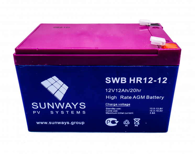 Аккумуляторная батарея SUNWAYS HR 12-12 купить в Москве