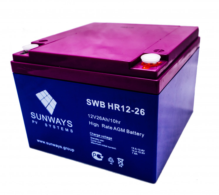 Аккумуляторная батарея SUNWAYS HR 12-26 купить в Москве