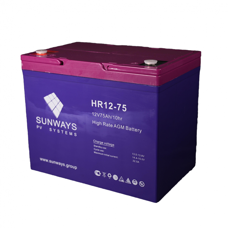 Аккумуляторная батарея SUNWAYS HR 12-75 купить в Москве